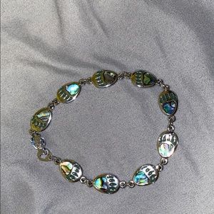 Silver/ iridescent paw print bracelet